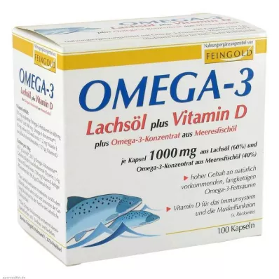 OMEGA-3 LACHSÖL plus Vit.D plus Omega-3 Conc. κάψουλες, 100 τεμάχια