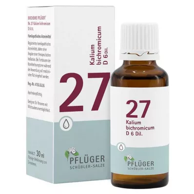Biochemistry Pflueger 27 Kalium bichromicum D 6 σταγόνες, 30 ml Biochemistry Pflueger 27 Kalium bichromicum D 6 σταγόνες, 30 ml