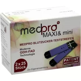 MEDPRO Maxi &amp; μίνι ταινίες ελέγχου γλυκόζης αίματος, 2X25 τεμάχια
