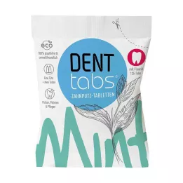 DENTTABS Ταμπλέτες οδοντόβουρτσας στέβια-μέντα με φθόριο, 125 τμχ