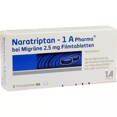 NARATRIPTAN-1A Pharma για ημικρανία 2,5 mg επικαλυμμένα με λεπτό υμένιο δισκία, 2 τεμάχια