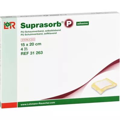 SUPRASORB P PU-Αυτοκόλλητο αφρώδες μαξιλάρι 15x20 cm, 4 τεμ