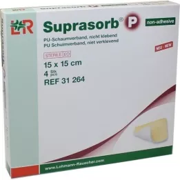 SUPRASORB P PU-Μη αυτοκόλλητο αφρώδες μαξιλάρι 15x15 cm, 4 τεμ