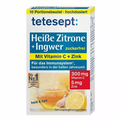 Tetesept Ζεστό λεμόνι με τζίντζερ σε σκόνη χωρίς ζάχαρη, 10Χ3 γρ