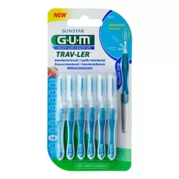 GUM TRAV-LER 1.6mm ελάτης μπλε μεσοδόντια + 6 καπάκια, 6 τεμ