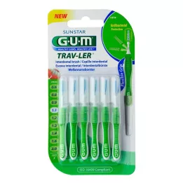 GUM TRAV-LER 1.1mm έλατο πράσινο μεσοδόντιο + 6 καπάκια, 6 τεμάχια