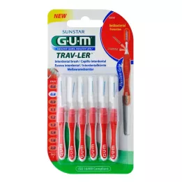 GUM TRAV-LER κερί 0,8mm κόκκινο μεσοδόντιο+6 καπάκια, 6 τεμάχια