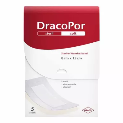 DracoPor Μαλακό λευκό επίθεμα τραυμάτων 8x15 cm αποστειρωμένο, 5 τεμ