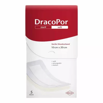 DracoPor Μαλακό λευκό επίθεμα τραυμάτων 10x20 cm αποστειρωμένο, 5 τμχ