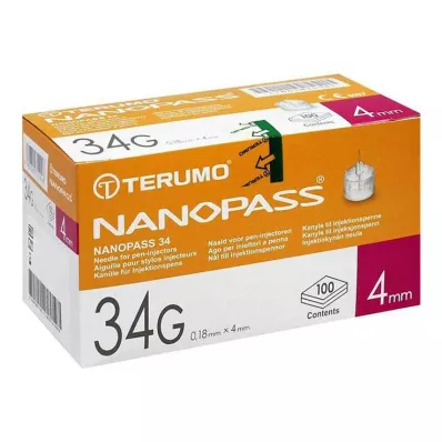 Terumo Nanopass 34 Pen cannula 34G 0,18x4mm, 100 τεμάχια