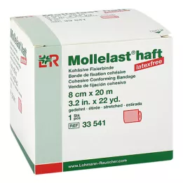 MOLLELAST αυτοκόλλητοι επίδεσμοι latex-free 8 cmx20 m κόκκινοι, 1 τεμάχιο