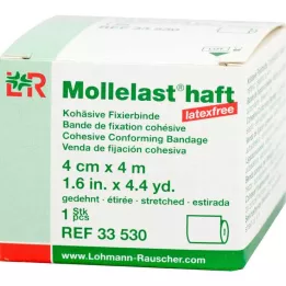 MOLLELAST αυτοκόλλητοι επίδεσμοι latex-free 4 cmx4 m λευκοί, 1 τεμάχιο