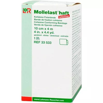 MOLLELAST αυτοκόλλητοι επίδεσμοι latex-free 10 cmx4 m λευκοί, 1 τεμάχιο