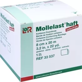 MOLLELAST αυτοκόλλητοι επίδεσμοι latex-free 8 cmx20 m λευκοί, 1 τεμάχιο