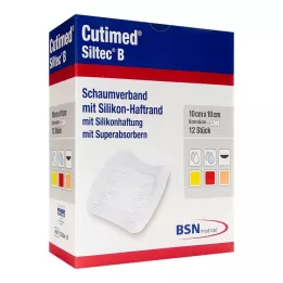 CUTIMED Siltec B αφρώδης επίδεσμος 10x10 cm με κόλλα, 12 τεμάχια
