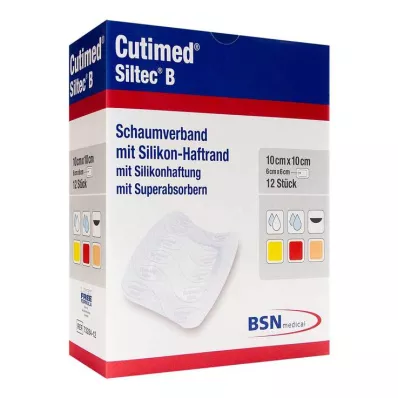Cutimed Siltec B dressing αφρού 10x10 cm με αυτοκόλλητη άκρη, 12 τεμάχια
