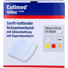 CUTIMED Αφρώδης επίδεσμος Siltec Plus 10x10 cm αυτοκόλλητος, 12 τεμάχια