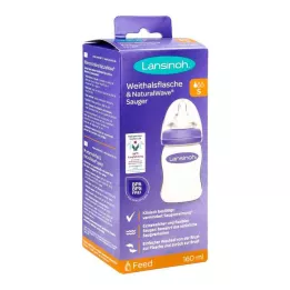 LANSINOH Μπουκάλι με φαρδύ λαιμό 160 ml με θηλή S, 1 τεμάχιο