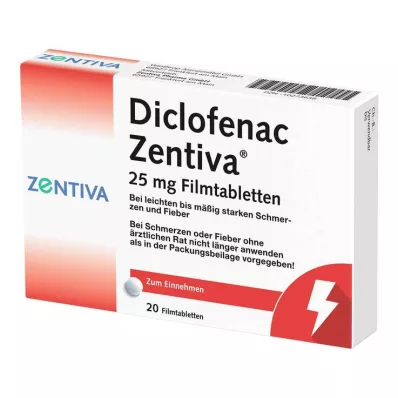 Diclofenac Zentiva 25 mg επικαλυμμένα με λεπτό υμένιο δισκία, 20 τεμ