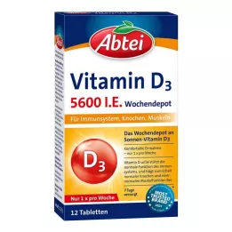 ABTEI Βιταμίνη D3 5600 I.U. εβδομαδιαία αποταμιευτικά δισκία, 12 τεμάχια
