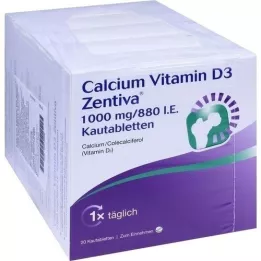 CALCIUM VITAMIN D3 Zentiva 1000 mg/880 I.U. μασώμενη καρτέλα, 100 τεμάχια