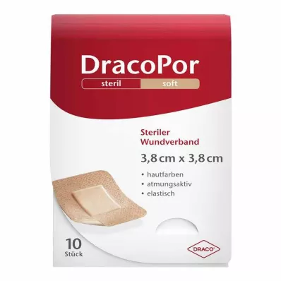 DracoPor Μαλακός επίδεσμος πληγών στο χρώμα του δέρματος 3,8x3,8 cm αποστειρωμένος, 10 τεμ