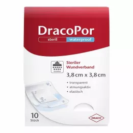 DRACOPOR αδιάβροχος επίδεσμος τραύματος 3,8x3,8 cm αποστειρωμένος, 10 τεμ