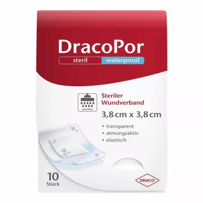 DracoPor αδιάβροχο επίθεμα τραυμάτων 3,8x3,8 cm αποστειρωμένο, 10 τεμ