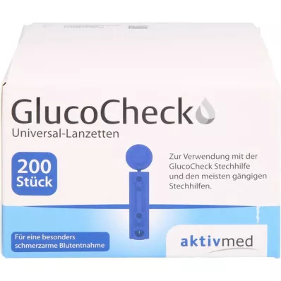 GLUCOCHECK Λαντσέτες Universal, 200 τεμάχια