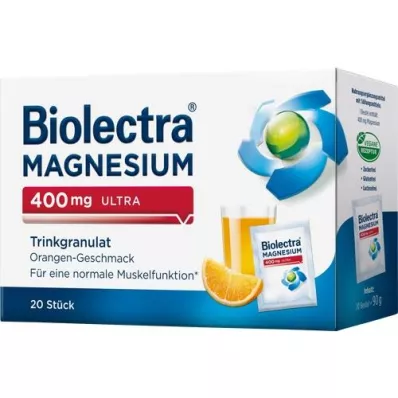 BIOLECTRA Μαγνήσιο 400 mg ultra drinking granules πορτοκαλί, 20 τεμάχια