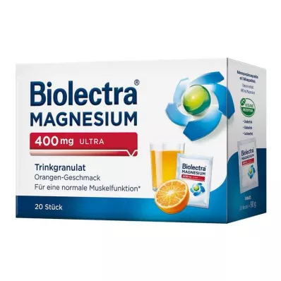 BIOLECTRA Μαγνήσιο 400 mg ultra drinking granules πορτοκαλί, 20 τεμάχια
