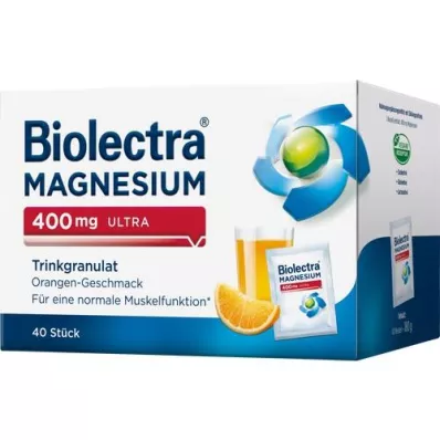 BIOLECTRA Μαγνήσιο 400 mg ultra πόσιμο σε κόκκους πορτοκαλί, 40 τεμάχια