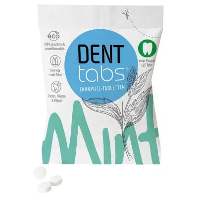 DENTTABS Ταμπλέτες οδοντόβουρτσας στέβια-μέντα χωρίς φθόριο, 125 τεμάχια