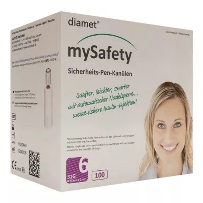 Κάνουλα στυλό ασφαλείας Diamet Mysafety 31 G 0,25x6 mm, 100 τεμάχια