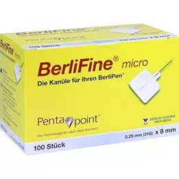 BERLIFINE μικροβελόνες 0,25x8 mm, 100 τεμ