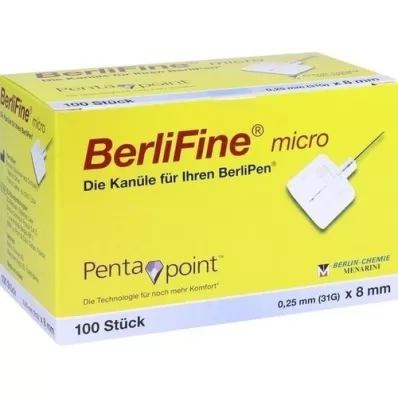 BERLIFINE μικροβελόνες 0,25x8 mm, 100 τεμ