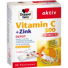 DOPPELHERZ Vitamin C 500+Zinc Depot DIRECT Pellets, 20 τεμάχια