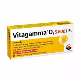 VITAGAMMA D3 5.600 I.U. Βιταμίνη D3 NEM Δισκία, 20 τεμ