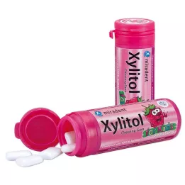 MIRADENT Xylitol οδοντιατρική φροντίδα τσίχλα φράουλα παιδικά, 30 γρ