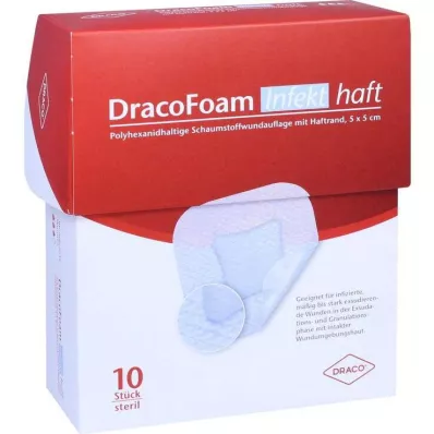 DRACOFOAM Infekt haft Foam Wound Dressing 5x5 cm, 10 τεμάχια