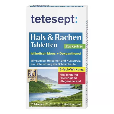 Tetesept Neck &amp; δισκία λαιμού χωρίς ζάχαρη, 20 τεμ
