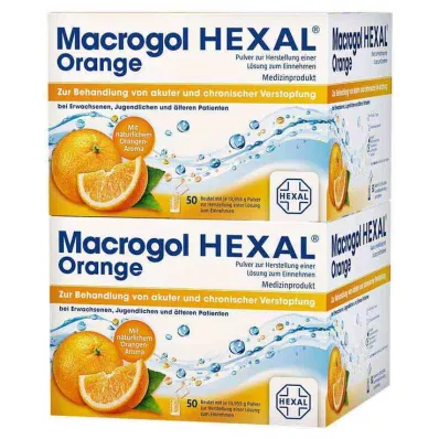 Macrogol HEXAL Πορτοκαλί σκόνη για πόσιμο διάλυμα φακελλίσκος, 100 τεμ