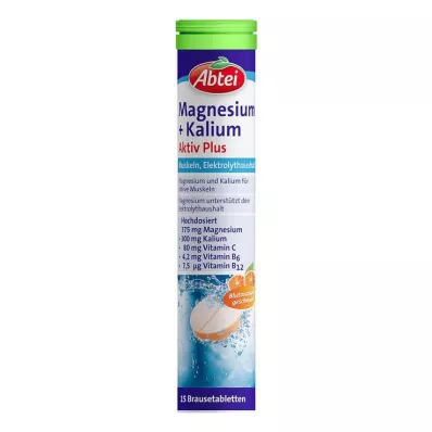 Αναβράζοντα δισκία Abbey Magnesium + Potassium Active Plus, 15 τεμ