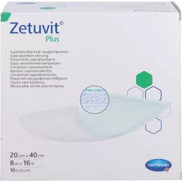 ZETUVIT Plus extra ισχυρή απορροφητική κομπρέσα αποστειρωμένη 20x40 cm, 10 τεμάχια