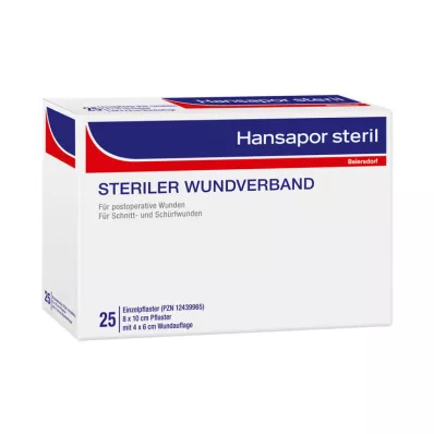 Hansapor στείρος επίδεσμος τραυμάτων 8x10 cm, 25 τεμ Hansapor στείρος επίδεσμος τραυμάτων 8x10 cm, 25 τεμ