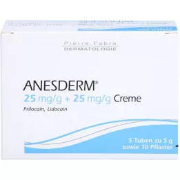 ANESDERM 25 mg/g + 25 mg/g κρέμα + 10 επιθέματα, 5X5 g