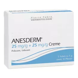 ANESDERM 25 mg/g + 25 mg/g κρέμα + 10 επιθέματα, 5X5 g
