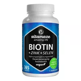 BIOTIN 10 mg δισκία υψηλής δόσης + ψευδάργυρος + σελήνιο, 365 τεμάχια