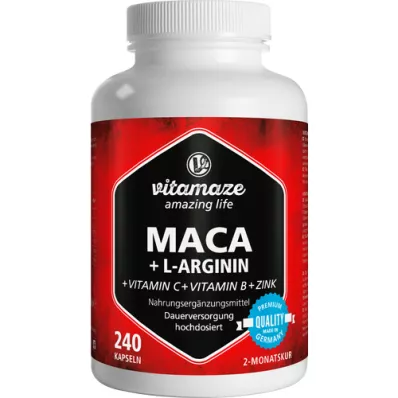 MACA 4:1 κάψουλες υψηλής δόσης + L-αργινίνη, 240 κάψουλες