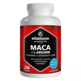 MACA 4:1 κάψουλες υψηλής δόσης + L-αργινίνη, 240 κάψουλες